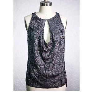 Halston Heritage New embroidered top grey size 12